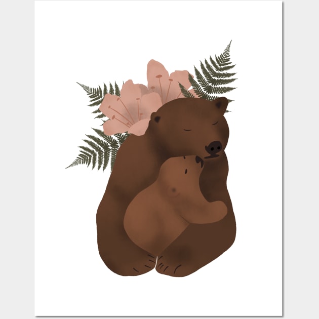 Mama bear & cub Wall Art by RosanneCreates